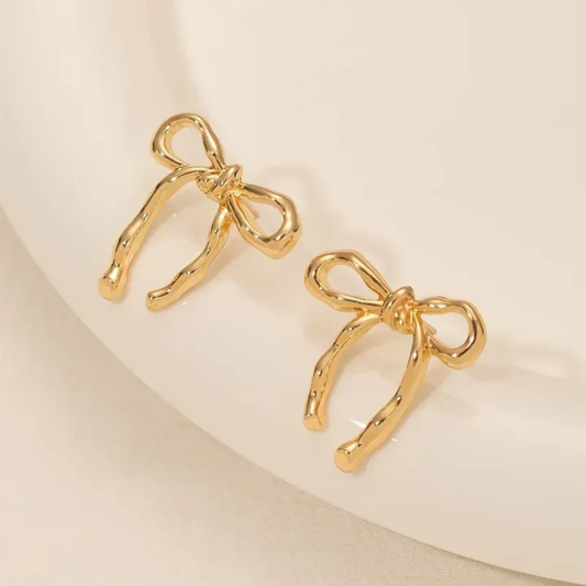 Golden Ribbon Charm Earrings