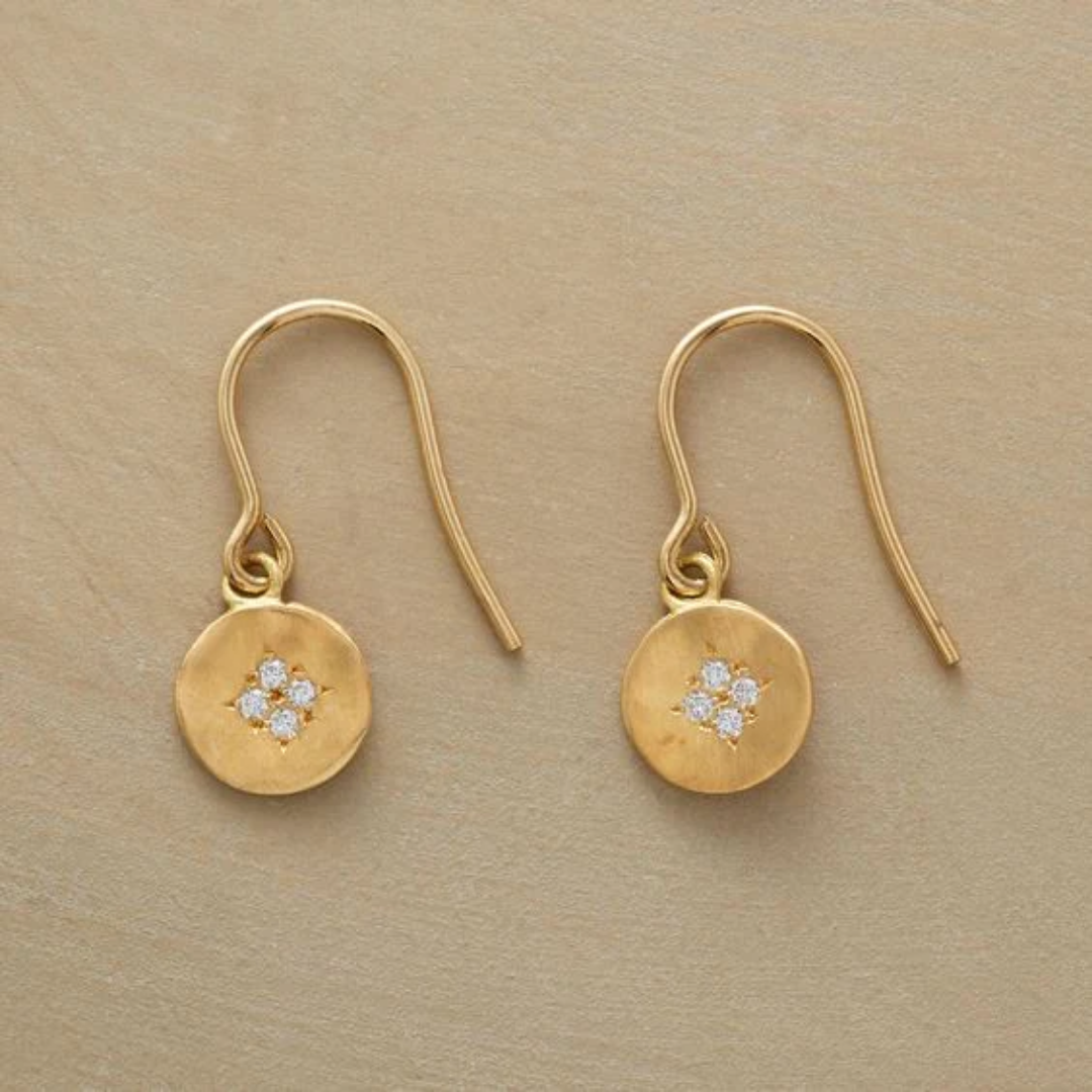 Golden Starlight Disc Earrings