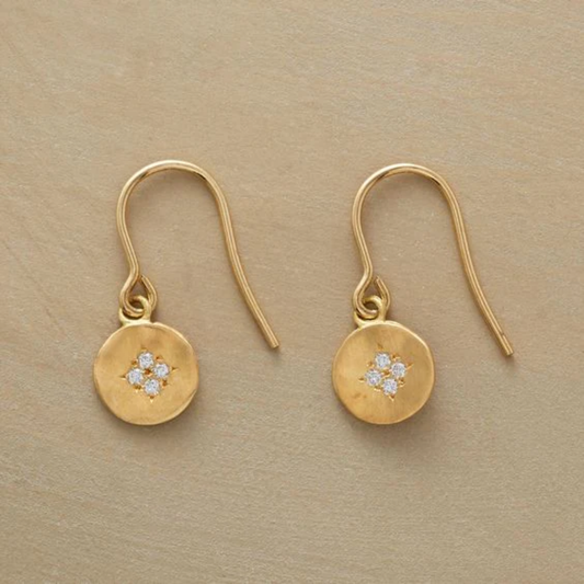 Golden Starlight Disc Earrings
