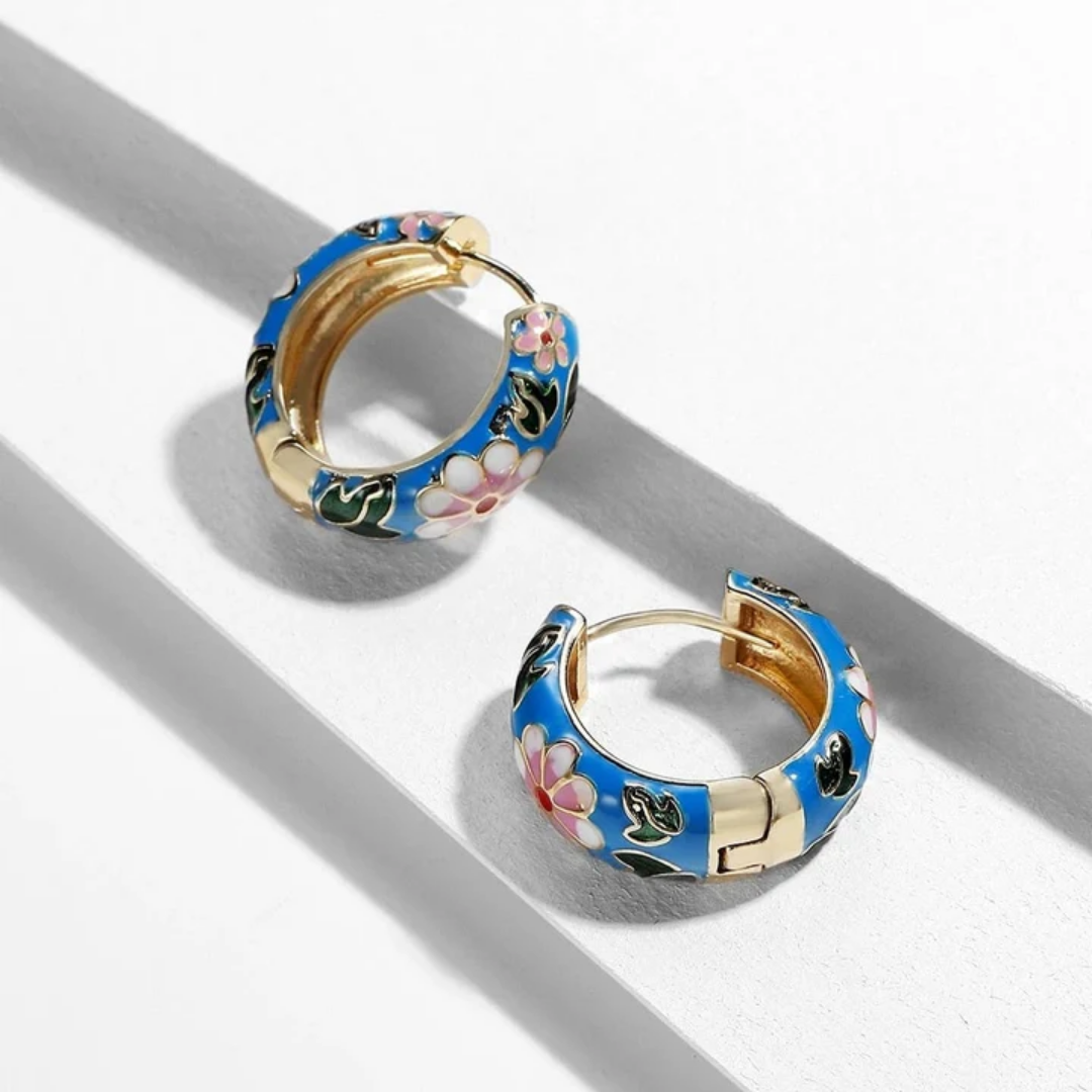 Midnight Blossom Hoop Earrings
