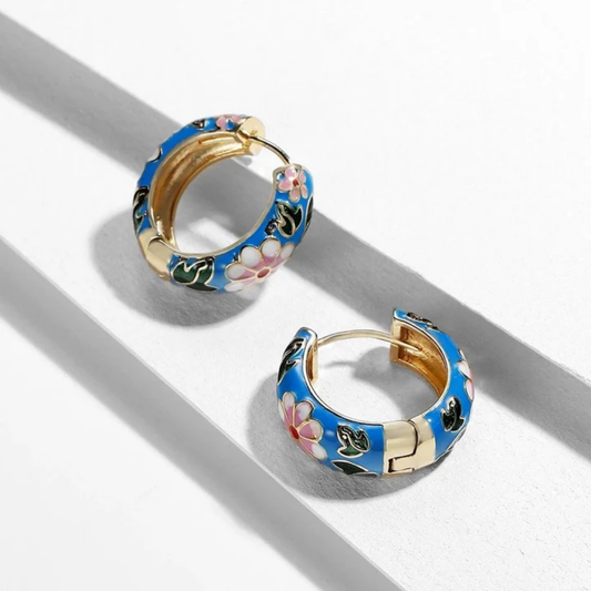 Midnight Blossom Hoop Earrings