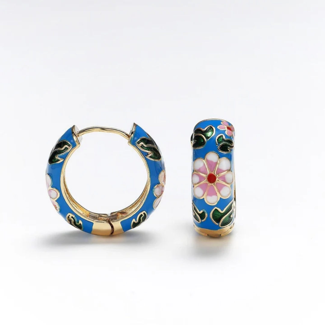 Midnight Blossom Hoop Earrings