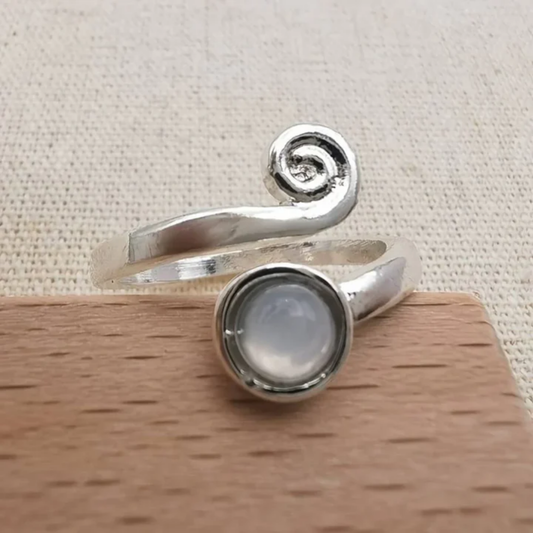 Lunar Spiral Moonstone Ring