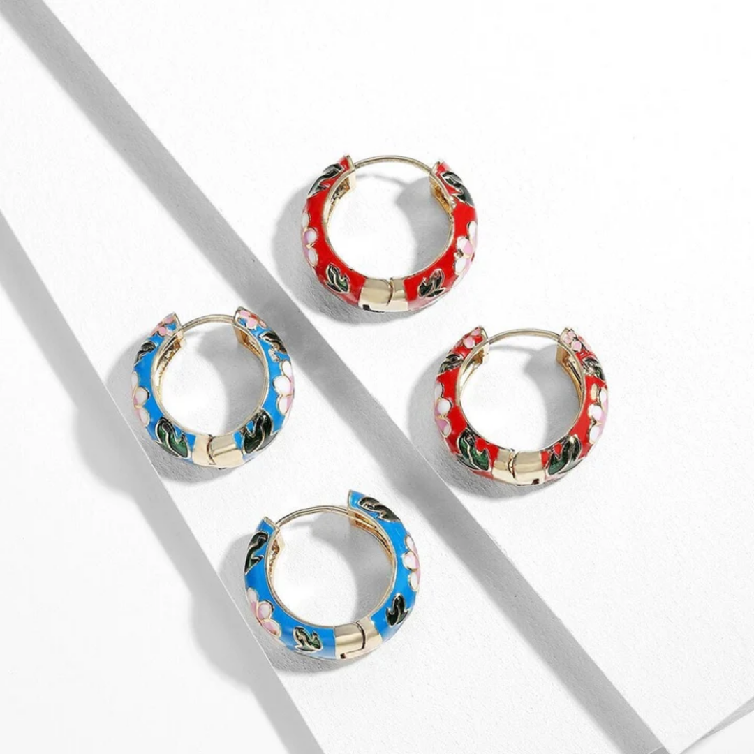 Midnight Blossom Hoop Earrings
