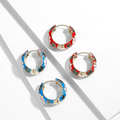 Midnight Blossom Hoop Earrings