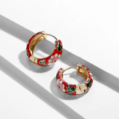 Midnight Blossom Hoop Earrings