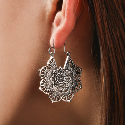 Mandala Bloom Earrings in Antique Gold