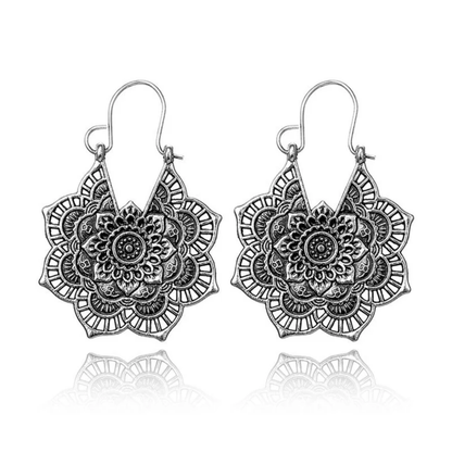 Mandala Bloom Earrings in Antique Gold