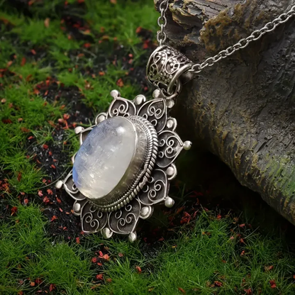 Vintage Silver Moonstone Charm