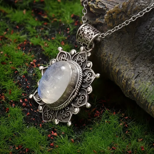 Vintage Silver Moonstone Charm
