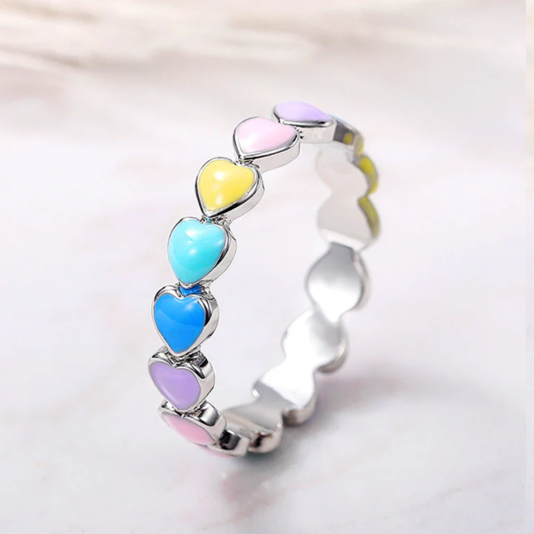 Rainbow Heart Harmony Ring