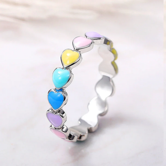 Rainbow Heart Harmony Ring