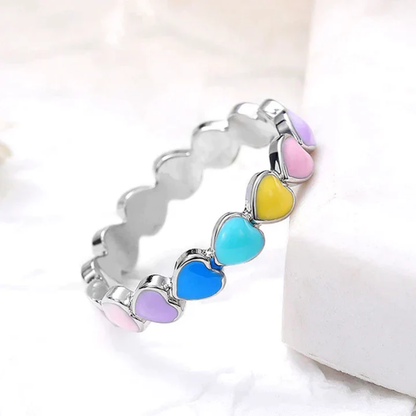 Rainbow Heart Harmony Ring