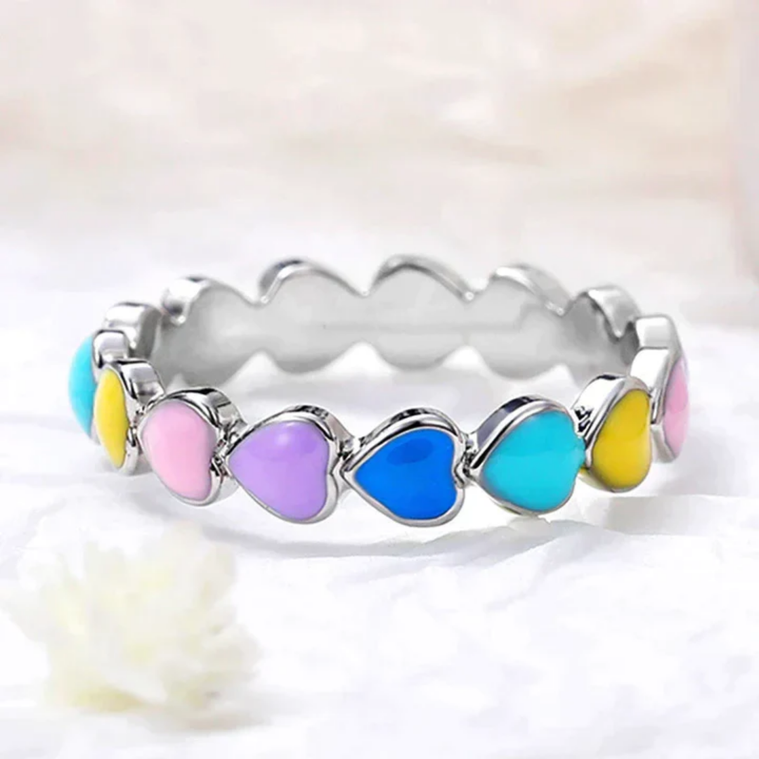 Rainbow Heart Harmony Ring