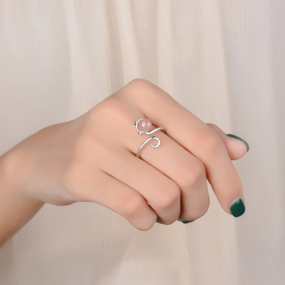 Moonlit Whiskers Pink Gem Ring