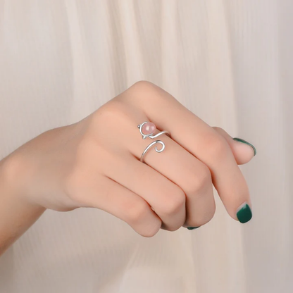 Moonlit Whiskers Pink Gem Ring