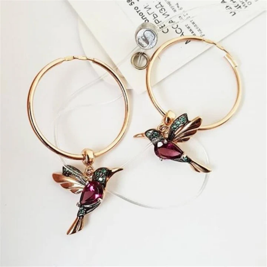 Scarlet Flight Hummingbird Earrings