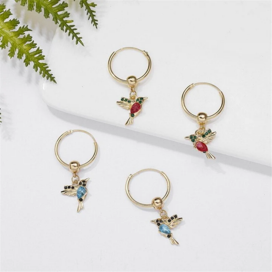 Scarlet Flight Hummingbird Earrings