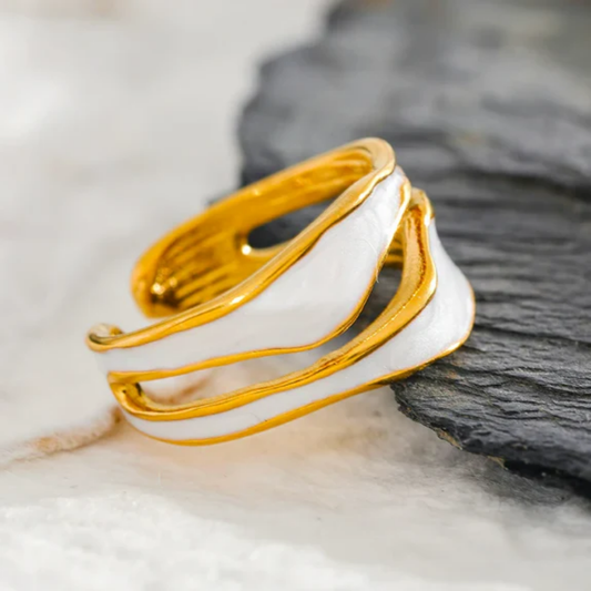 Moonlit Tide Enamel Ring