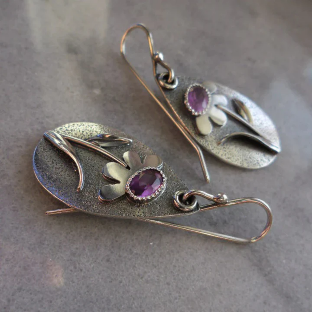 Violet Blossom Vintage Earrings