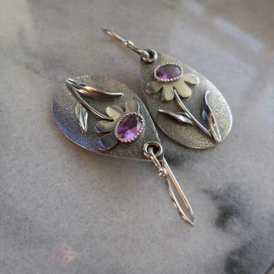 Violet Blossom Vintage Earrings