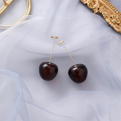 Scarlet Cherry Charm Earrings