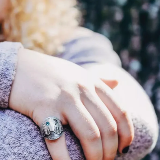 Moonlit Forest Silver Ring