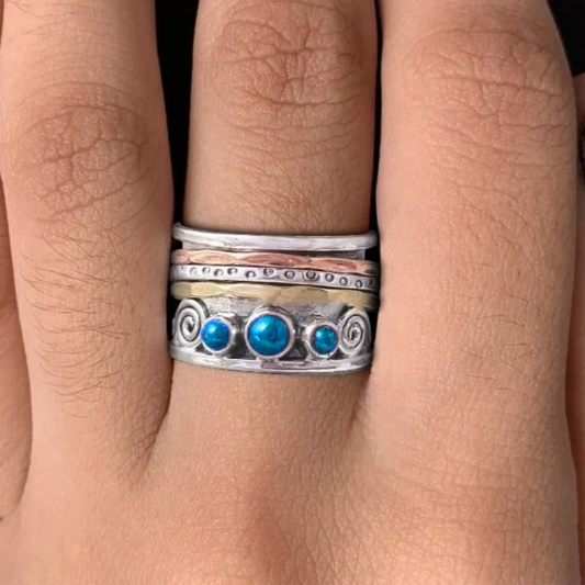 Mystic Ocean Spiral Ring