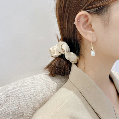 Golden Teardrop Pearl Earrings