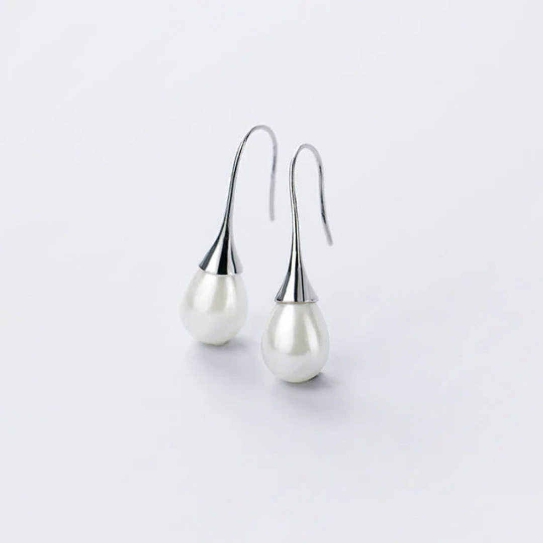Golden Teardrop Pearl Earrings