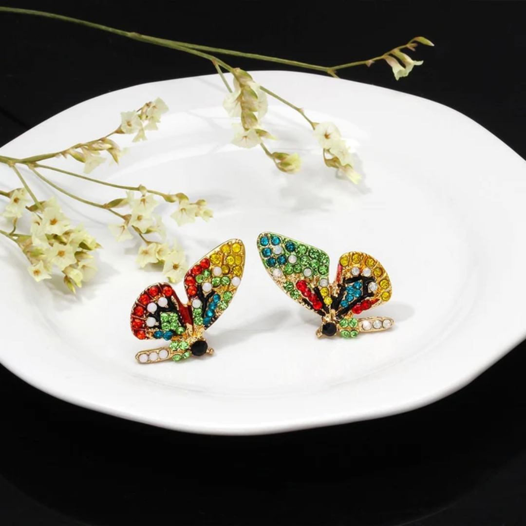 Crimson Radiance Butterfly Earrings