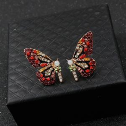 Crimson Radiance Butterfly Earrings