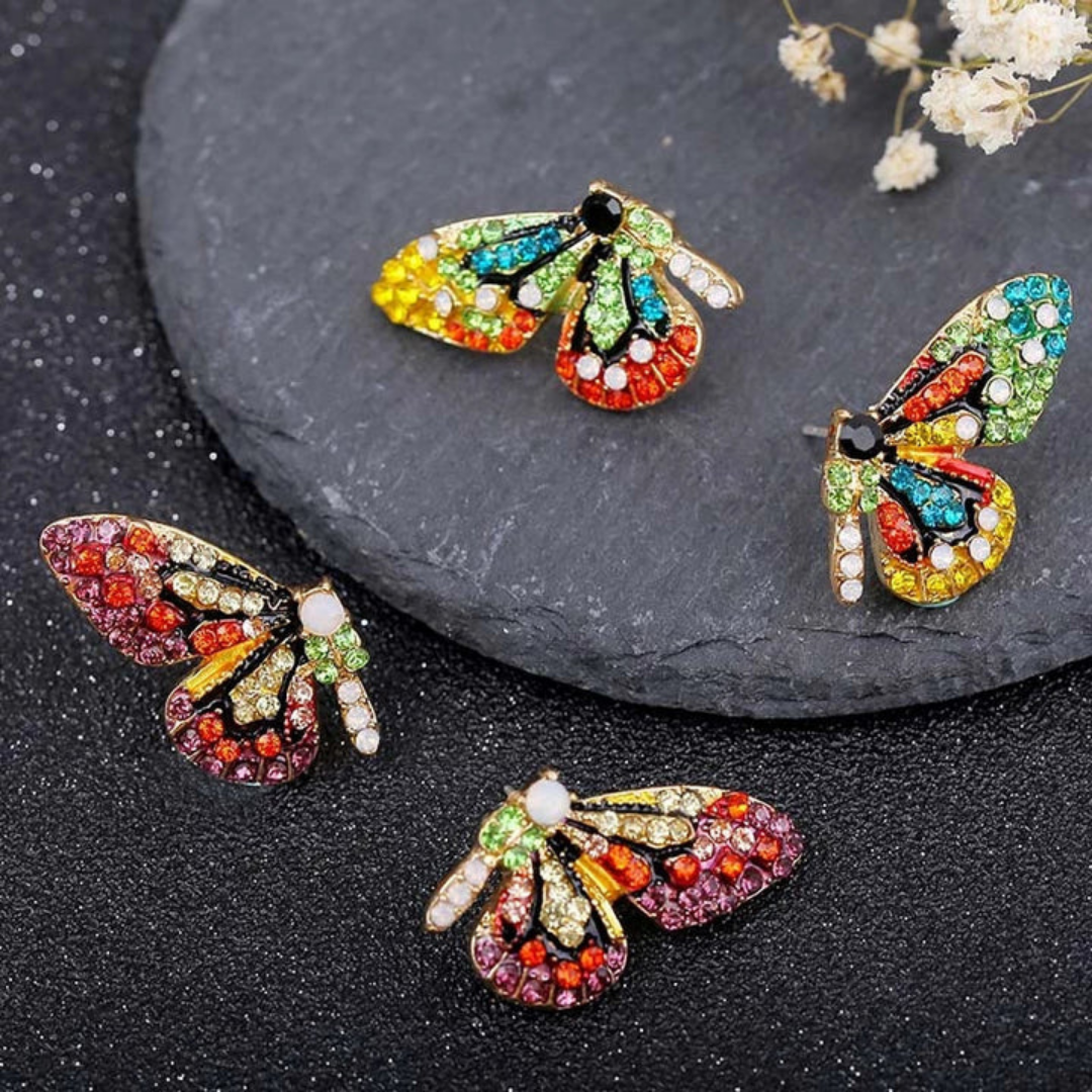 Crimson Radiance Butterfly Earrings