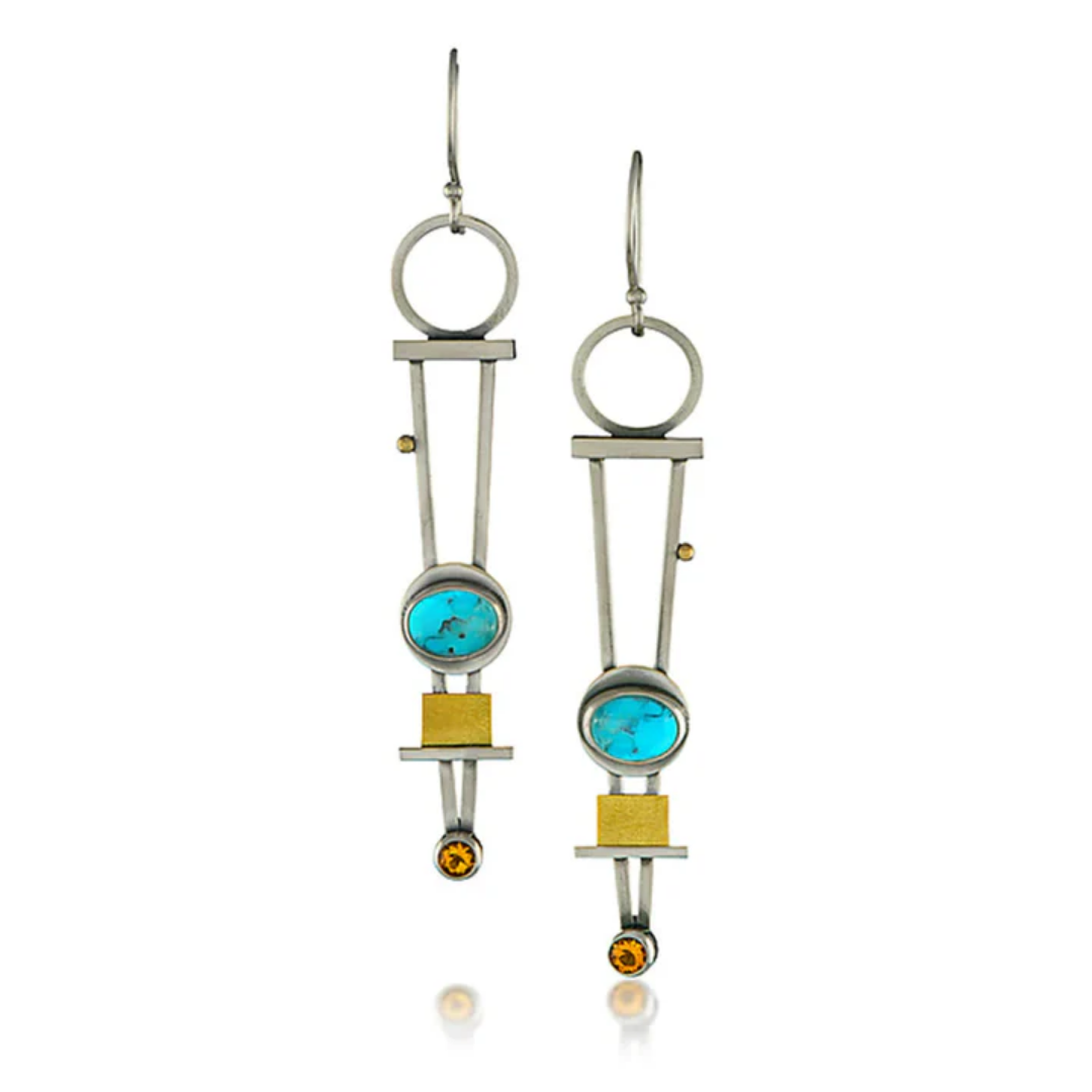 Celestial Geometry Turquoise Earrings