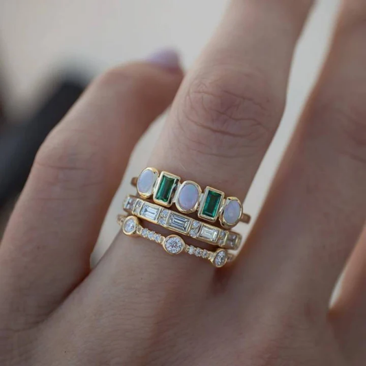 Emerald Horizon Stacking Rings Set