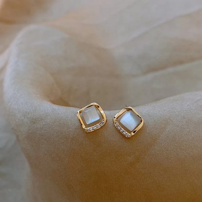 Golden Moonlight Square Earrings