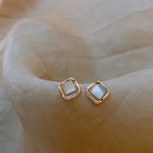 Golden Moonlight Square Earrings