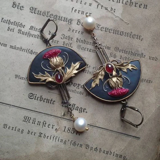 Crimson Thistle Vintage Earrings