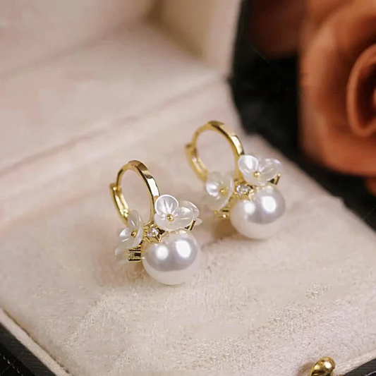 Blossom Pearl Hoop Earrings