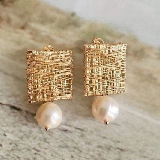 Golden Thread & Pearl Harmony Earrings