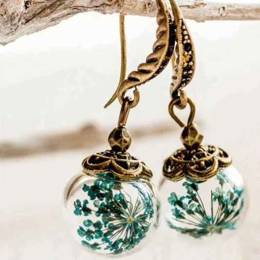 Botanical Globe Earrings in Antique Bronze