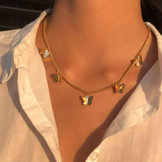Golden Flutter Charm Necklace