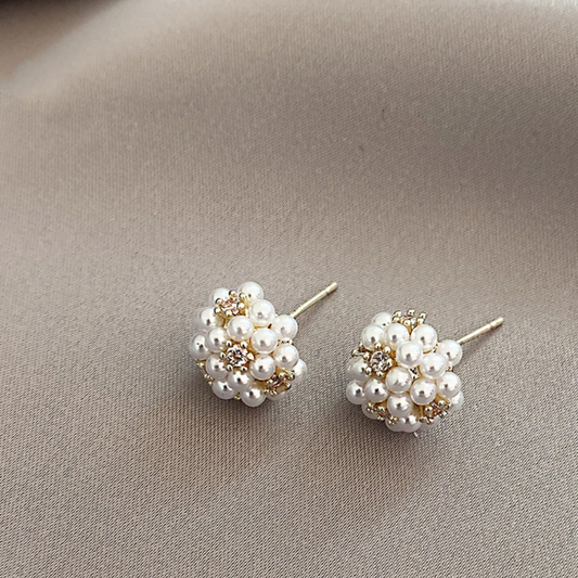 Pearl Blossom Stud Earrings
