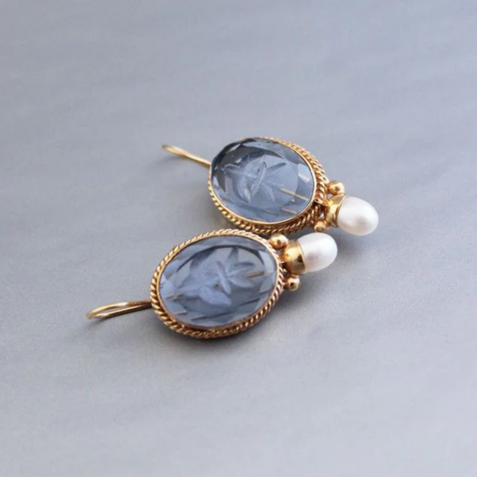 Twilight Blossom Cameo Earrings