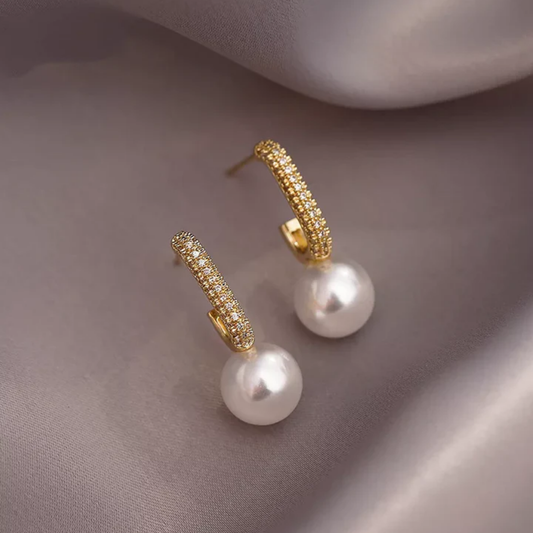 Golden Grace Pearl Drop Earrings