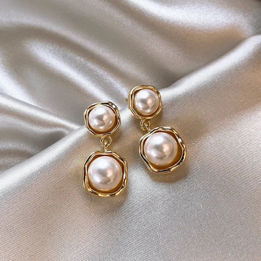Golden Glow Pearl Drop Earrings