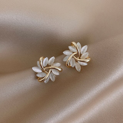 Golden Petal Whirl Earrings