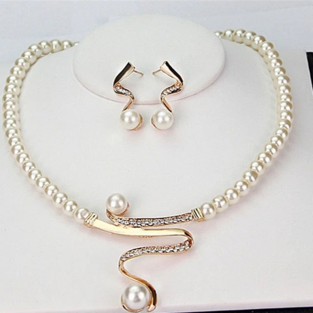 Cascade Serenade Pearl Necklace + Earrings Set
