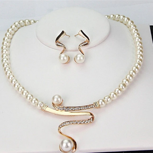 Cascade Serenade Pearl Necklace + Earrings Set