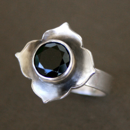 Midnight Bloom Crystal Ring
